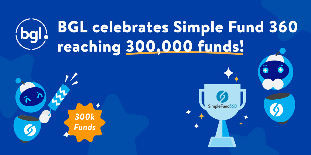 Blog header to showcase SimpleFund 360 reaching 300k Funds.